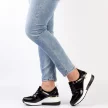 Czane skórzane sneakersy damskie na koturnie S.BARSKI 21405 BK/WT