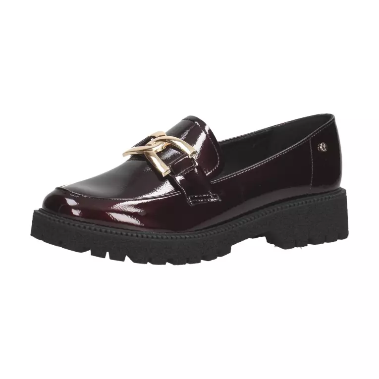 Bordowe lakierowane loafersy damskie mokasyny POTOCKI 21069
