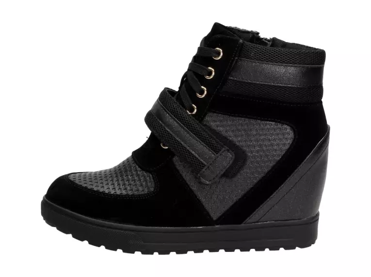 Czarne botki damskie, sneakersy J.Star J0102