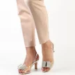 Srebrne silikonowe sandały damskie na szpilce z kokardą, transparentne SABATINA 1014-15