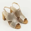 Złote ażurowe lekkie sandały damskie na słupku Sabatina 102-6