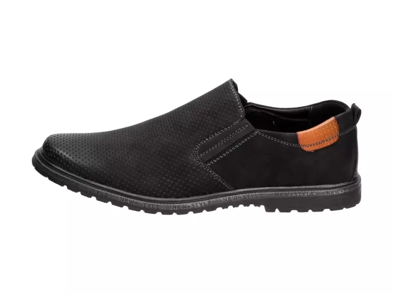 Czarne buty męskie, mokasyny Nowacki Dm17-8