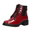 Czerwone lakierowane botki damskie na traperze, glany VINCEZA 10807