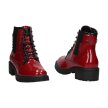 Czerwone lakierowane botki damskie na traperze, glany VINCEZA 10807