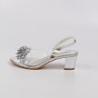 Srebrne silikonowe sandały damskie na obcasie z kryształami, transparentne SABATINA 2014-2