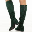Zielone zamszowe kozaki damskie na obcasie Sergio Leone Kz273
