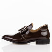 Brązowe lakierowane skórzane Polskie półbuty damskie Deoni D055