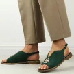 Zielone płaskie sandały damskie S.Barski 059
