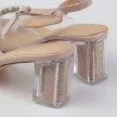 Różowe silikonowe sandały damskie na słupku z kryształami, transparentne DiA 1037-43