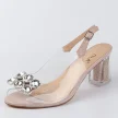 Różowe silikonowe sandały damskie na słupku z kryształami, transparentne DiA 1037-43