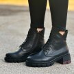 Czarne skórzane botki damskie na traperze Filippo Dbt4733/23