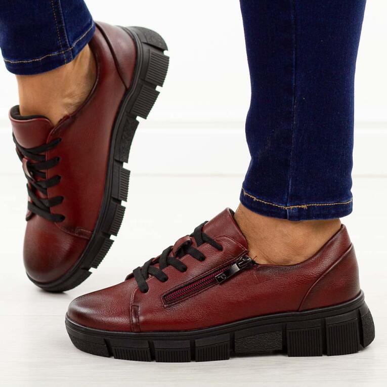 Bordowe półbuty damskie Potocki 19369