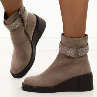 Szare zamszowe botki damskie DiA 52-191