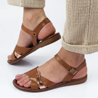 Brązowe skórzane sandały damskie Potocki 64012