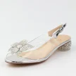 Srebrne silikonowe sandały damskie na obcasie z kryształami, transparentne Dia 383