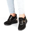 Czarne sneakersy, półbuty damskie na koturnie POTOCKI 10574 BK/BK