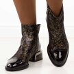 Czarne skórzane botki damskie na obcasie DiA 695