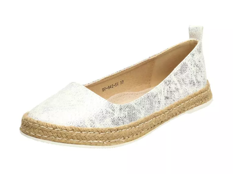 Srebrne espadryle, buty damskie Wishot Dp942