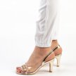 Złote silikonowe sandały damskie na szpilce, transparentne SABATINA 1014-20