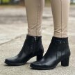 Czarne Polskie botki damskie zimowe na obcasie Deoni B106 Skóra Lico