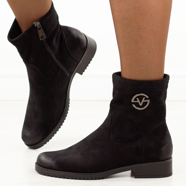 Czarne zamszowe botki damskie Vinceza 58594