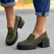 Skórzane khaki mokasyny damskie, loafersy FILIPPO DP4685/23