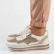 Złote skórzane sneakersy damskie S.BARSKI 21958