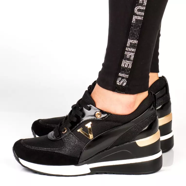 Czarne sneakersy półbuty damskie VINCEZA 10574 BK/BK