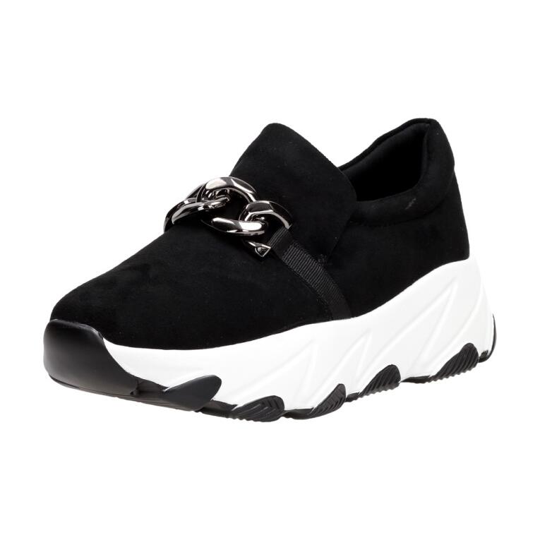 Czarne półbuty damskie z łańcuchem, sneakersy POTOCKI 12035