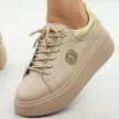 Beżowe skórzane sneakersy damskie na platformie Filippo Dp6058/25