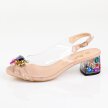 Różowe silikonowe sandały damskie na obcasie z kryształami, transparentne DiA X1103