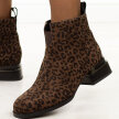 Brązowe cętkowane skórzane botki damskie na obcasie DiA 52-852