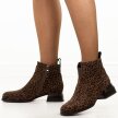 Brązowe cętkowane skórzane botki damskie na obcasie DiA 52-852