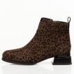 Brązowe cętkowane skórzane botki damskie na obcasie DiA 52-852