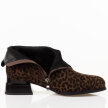 Brązowe cętkowane skórzane botki damskie na obcasie DiA 52-852