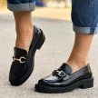 Czarne lakierowane loafersy damskie z eko skóry, mokasyny SERGIO LEONE BT196