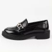 Czarne lakierowane loafersy damskie z eko skóry, mokasyny SERGIO LEONE BT196