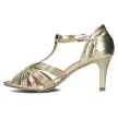 Złote sandały damskie z zakrytą piętą na szpilce FILIPPO DS4301/23