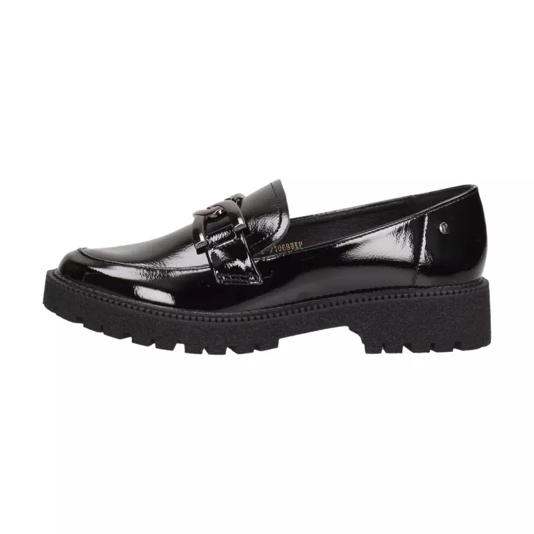 Czarne lakierowane loafersy damskie mokasyny POTOCKI 21069