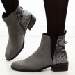 Szare zamszowe płaskie botki damskie M.Daszyński Sa198-30