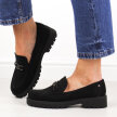 Czarne loafersy damskie, zamszowe mokasyny Potocki 21047