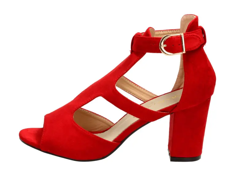 Czerwone sandały damskie naSłupku Sabatina 866