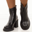 Czarne skórzane botki damskie na słupku Cambell 98301