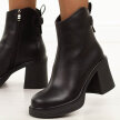 Czarne skórzane botki damskie na słupku Cambell 98301