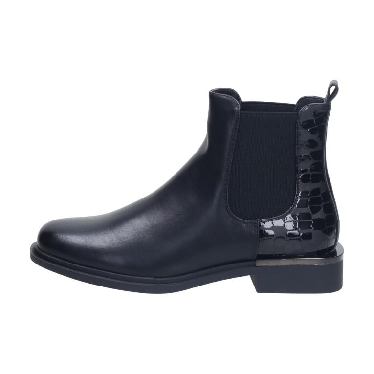 Czarne sztyblety damskie, botki SERGIO LEONE BT430 PU LAKIER