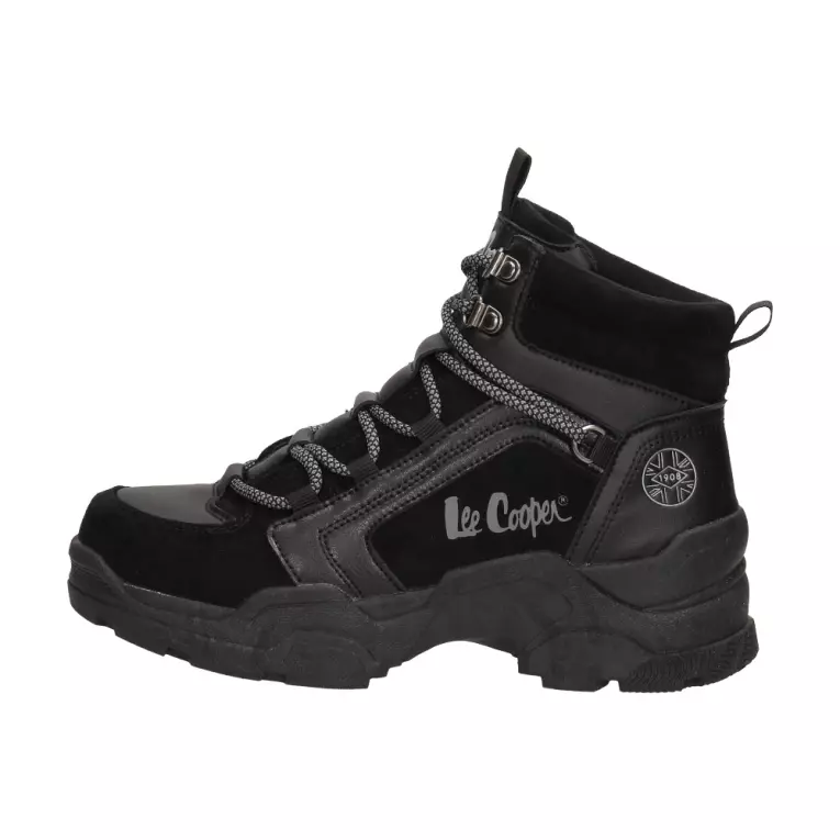 Czarne trapery damskie, botki na traperze Lee Cooper 1441L