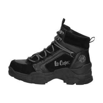 Czarne trapery damskie zimowe, botki na traperze Lee Cooper 1441l