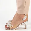 Srebrne silikonowe sandały damskie na szpilce, transparentne SABATINA 1014-5