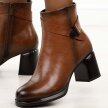 Brązowe skórzane botki damskie na słupku T.Sokolski Z25-217