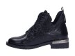 Czarne trapery, botki damskie NAVY DOT 60003